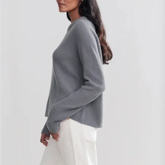 NWT! Jenni Kayne Cashmere Fisherman Sweater in Dusty Blue - S - Picture 3 of 8
